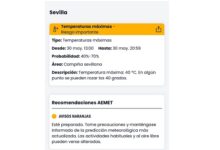 Aviso naranja por altas temperaturas este viernes