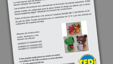 Tedi retira tres juguetes de construcción debido al riesgo de asfixia al usarlos por contener piezas pequeñas