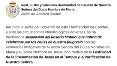 Suspendido el rosario matinal del dulce nombre