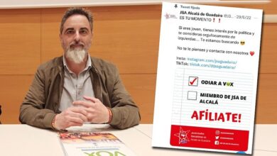 VOX, tras anunciar Sánchez HODIO: “Las juventudes socialistas de Alcalá, una muestra más de la hipocresía del PSOE de Ana Isabel Jiménez, que dice una cosa y hace la contraria”