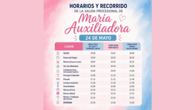 CASA | Recorrido y horarios de la procesión de María Auxiliadora Coronada, San Juan Bosco y Santo Domingo Savio y Bendición de María Auxiliadora a la ciudad de Alcalá.