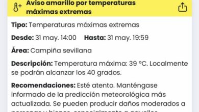 AVISO AMARILLO POR ALTAS TEMPERATURAS QUE PODRÍAN ALCANZAR LOS 40 GRADOS ESTE DOMINGO