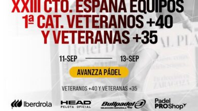 Alcala acoge el XXIII Campeonato de España de Equipos de 1ª Categoría de Veteranos (+40 y +35) en AVANZZA Pádel